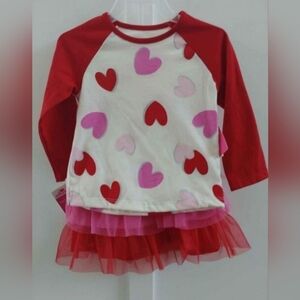 Red and Pink Heart Long Sleeve Top & Tutu Skirt